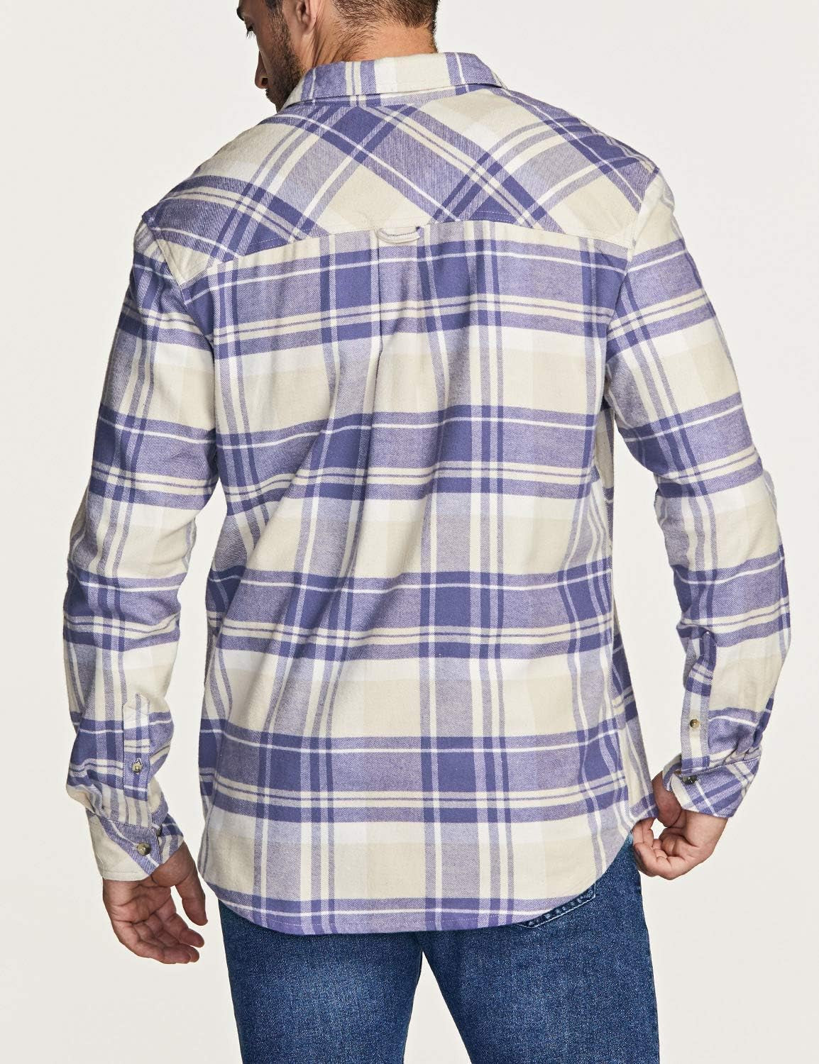 Men'S All Cotton Flannel Shirt, Long Sleeve Casual Button down Plaid Shirt, Brushed Soft Outdoor Tactical Work Shirts