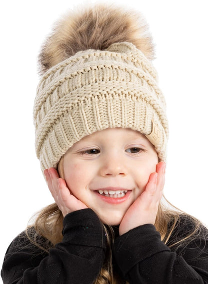 Kids Beanie Baby Toddler Cable Knit Children’S Pom Winter Hat